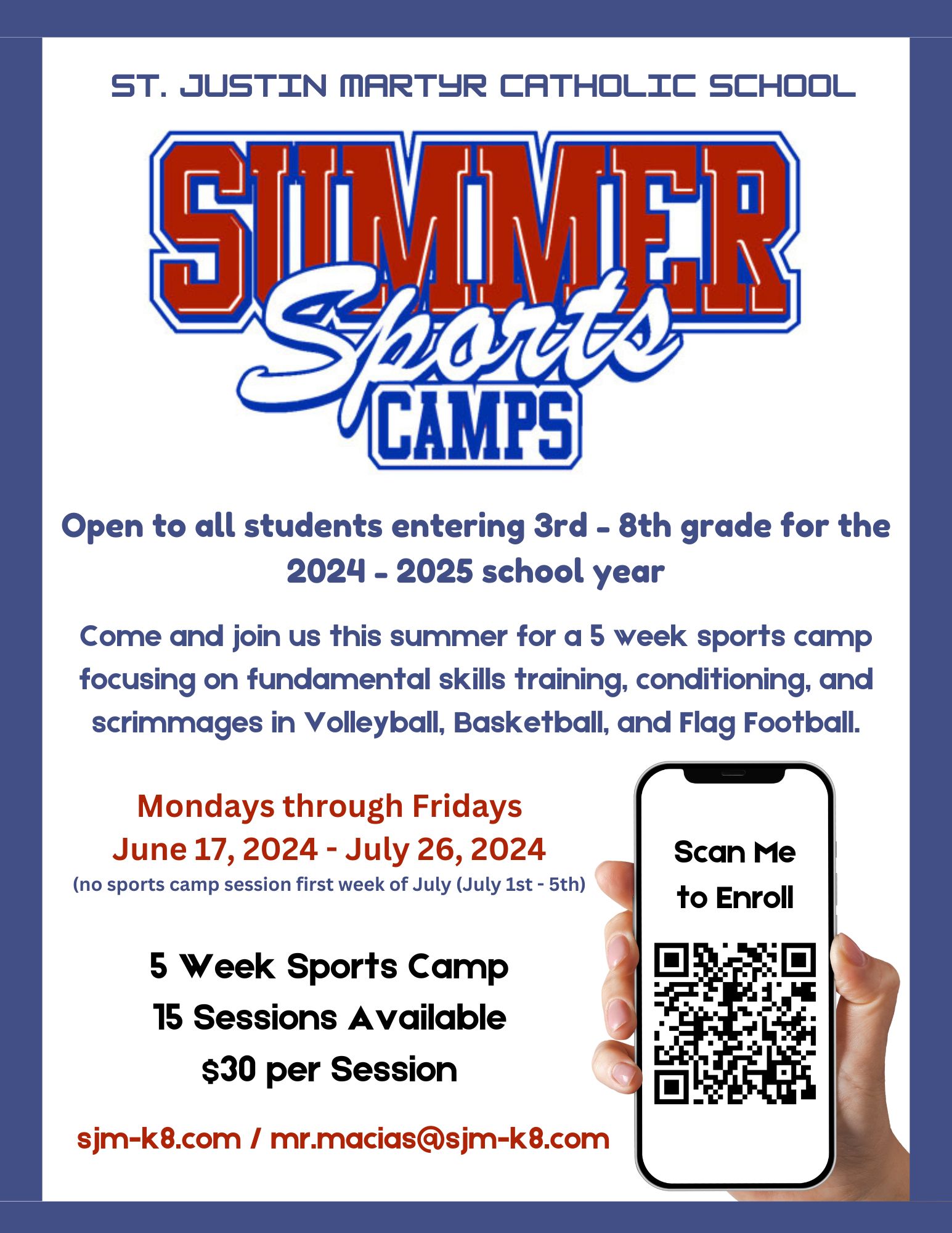 Summer Sports Camps (June 17 – July 26)